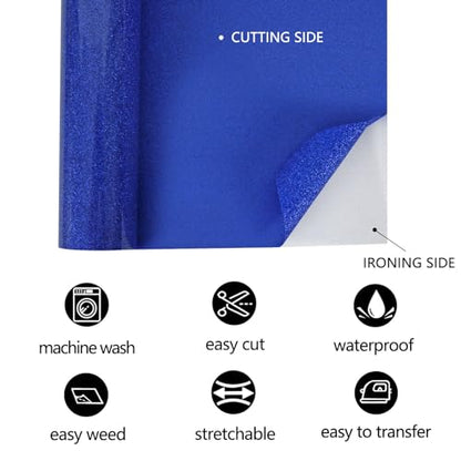 Glitter Royal Blue HTV Heat Transfer Vinyl Rolls