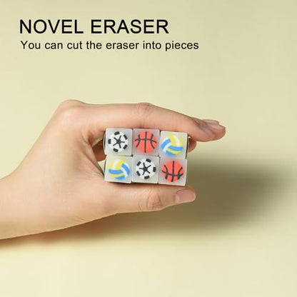 18Pcs Cute Sports Ball Erasers for Kids Bulk (18 Count)
