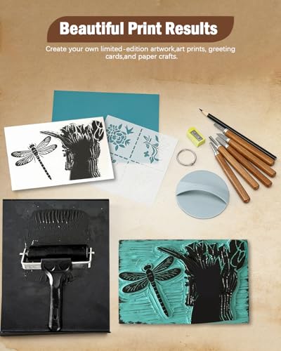 38Pcs Linocut Kit with 12 Carving Tools