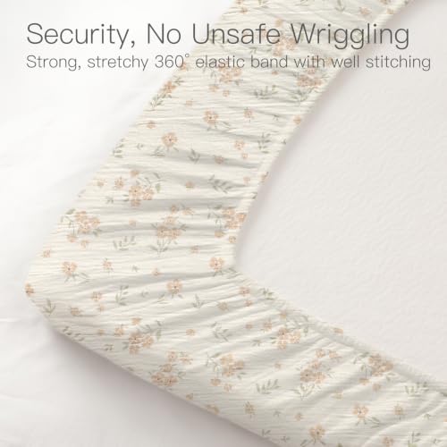 Organic Pack and Play Sheets Fitted 38”x26” 100% Muslin Cotton (2 Count)