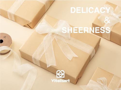 Cream Organza Ribbon 1" x 30 Yd Sheer Ribbon for Gift Wrapping (90 Foot)