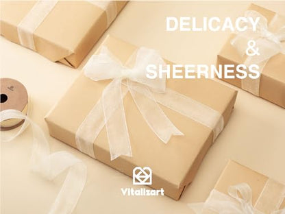 Cream Organza Ribbon 1" x 30 Yd Sheer Ribbon for Gift Wrapping (90 Foot)