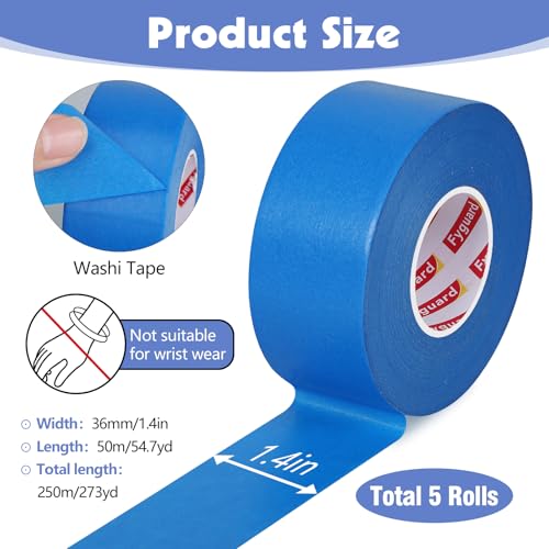 5 Rolls Painters Tape 1.5Inch Wide Blue Painters Tape for Wall Painting
