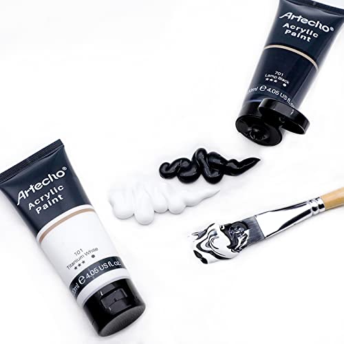 Titanium White and Lamp Black Acrylic Paint 120ml (8.1 Fl Oz)