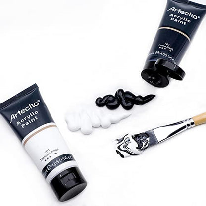 Titanium White and Lamp Black Acrylic Paint 120ml (8.1 Fl Oz)