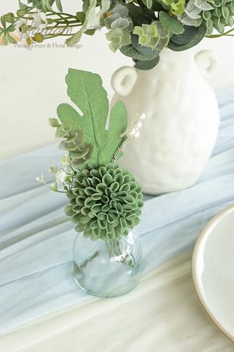 Artificial Dahlia Flowers 25pcs Real Looking Elf Green Foam Fake Roses with Stems for DIY Wedding Bouquets Bridal Shower Centerpieces Floral Arrangements Party Tables Home Decoration (25 Count)
