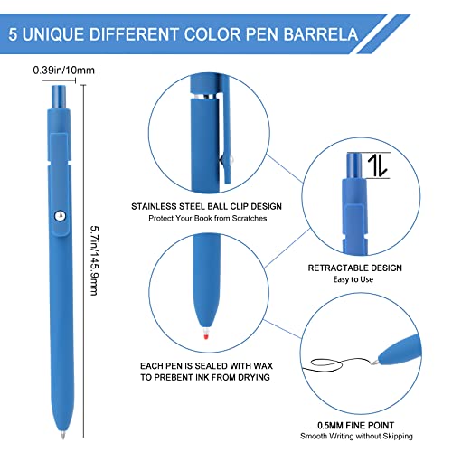 Gel Pens 5pcs 0.5mm Quick Dry Black Ink Fine Point Pens (5 Count)