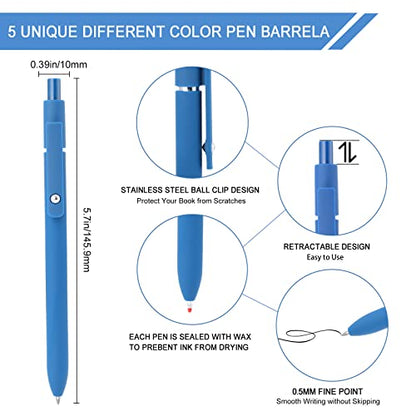 Gel Pens 5pcs 0.5mm Quick Dry Black Ink Fine Point Pens (5 Count)