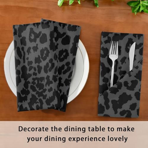 Dark Gray Cheetah Leopard Print Cloth Napkins Set of 1