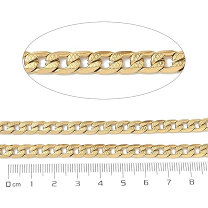 16.4 Feet(5m) 304 Stainless Steel Cuban Chain Roll Curb Chains Unfinished Gold Plated Roll for Men Women Jewelry Making DIY Crafts - 9x6mm