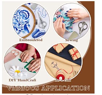 4 Pcs Sewing Embroidery Scissors with Artificial Leather Cover Sewing Stainless Vintage Embroidery Scissors for DIY Needlework Art Manual Handicraft