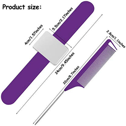 Magnetic Wrist Sewing Pincushion Wrist Magnetic Pin Holder Wristband Pin Cushion Holder with 3 Pieces Stainless Steel Pintail Comb Rat Tail Comb for Hair Clips Sewing