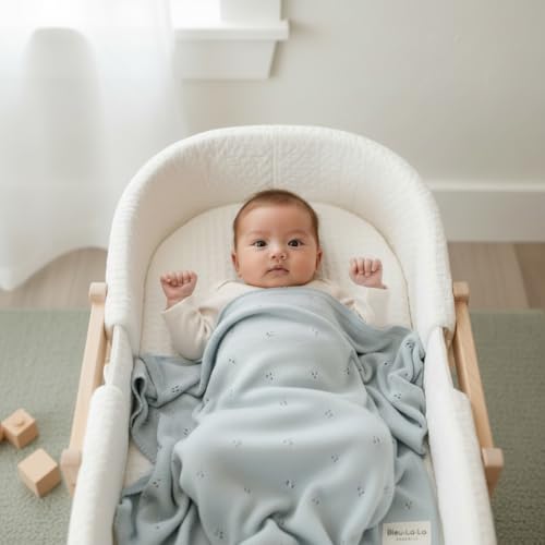 100% Luxury Organic Cotton Pointelle Knit Baby Quilt Blanket for Boys