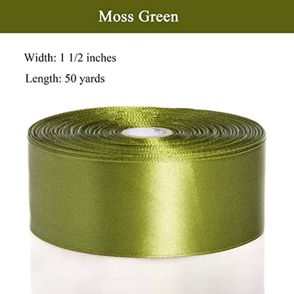 1 1 2 Inch Moss Green Solid Satin Ribbon for Gift Wrapping