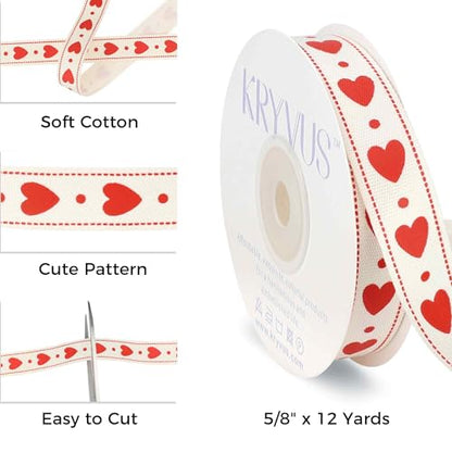 Red Hearts Cotton Ribbon (36 Foot)