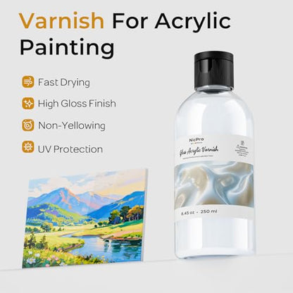 Clear Acrylic Paint Sealer 8.45oz Gloss Varnish for Acrylic Painting (8.45 Ounce)