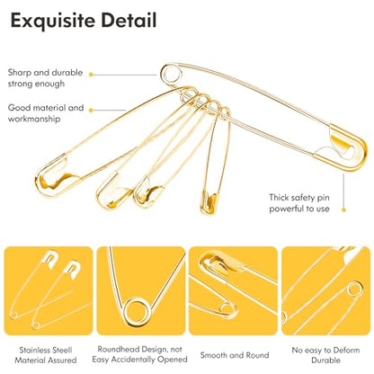 160PCS Gold Safety Pins (160 Count)
