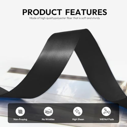 1 Inch 100 Yards Satin Ribbon Black (300 Foot)