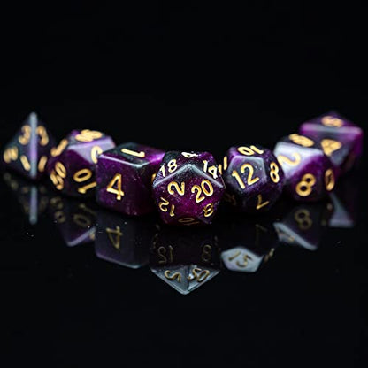 7 Die DND Dice Set Polyhedral Dice Set with a Leather Dice Bag (7 Count)