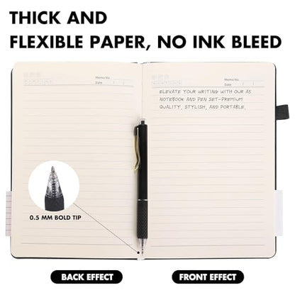 30 Set Lined Notebook Journals with Pens A5 Notebooks 100 GSM College Ruled Hardcover Notebook PU Leather Notepad with Pen Holder for Office School (60 Count)