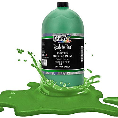 Pouring Masters Vivid Jade Metallic Pearl Ready to Pour Acrylic Pouring Paint (64 Fl Oz)