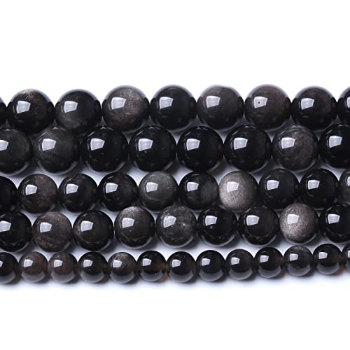 45pcs 8mm AAA Natural Obsidian Stone Beads Gemstone Round Loose Beads for Jewelry Making DIY Bracelet (16 Count)