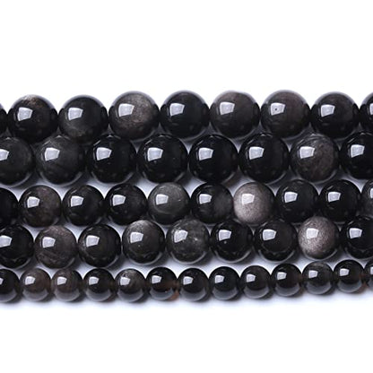 45pcs 8mm AAA Natural Obsidian Stone Beads Gemstone Round Loose Beads for Jewelry Making DIY Bracelet (16 Count)