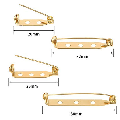 100 Pieces Brooch Pin Backs Bar Pins Backs for Crafts Safety Clasp with Plastic Box (100 Count)