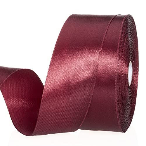 1 1 2 Inch Wine Red Solid Satin Ribbon for Gift Wrapping (150 Foot)