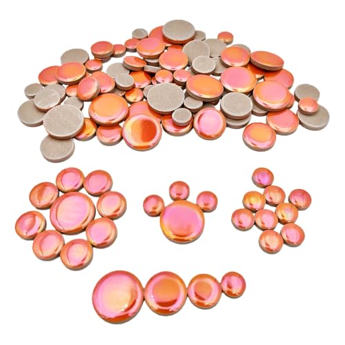 200g Iridescent Round Mosaic Tiles for Crafts Bulk (90 Count)