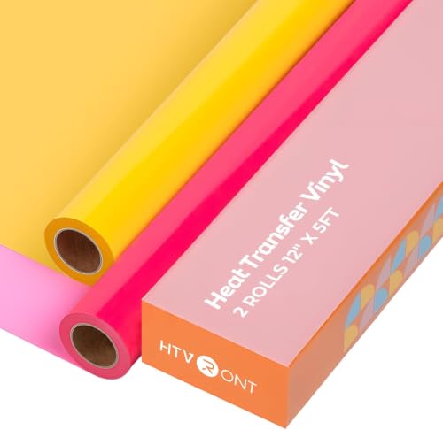 Yellow and Neon Pink 12" x 5ft HTV Vinyl Rolls (2 Count)