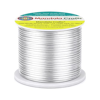 14 Gauge Silver Tone Anodized Aluminum Craft Wire (60 Foot)