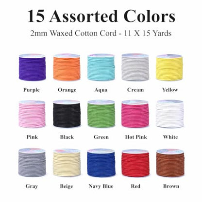 2mm Assorted Waxed Cord (495 Foot)