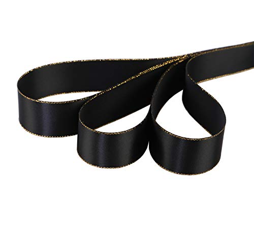 1" Inch Double Faced Satin Ribbon 25 Yards with Gold Edges
