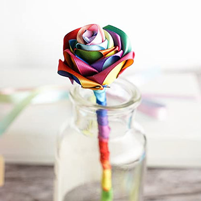 Satin Ribbon 1 inch Rainbow Ribbon Rainbow Satin Ribbons Neon Color Ribbons for Gift Wrapping Birthday Pride Party Decoration Handmade Bows DIY Crafts (75 Foot)