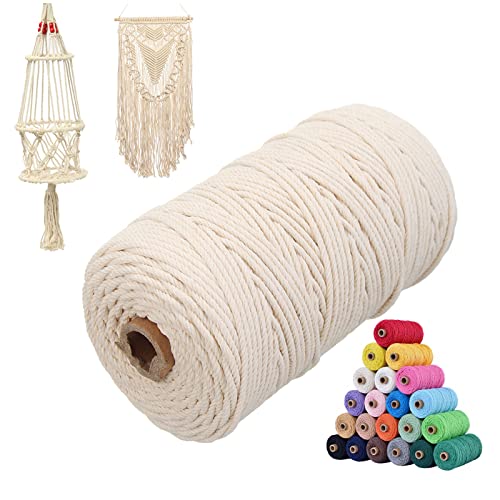 Natural Macrame Cord 4mm x 109yards Colored Macrame Cord 2mm (327 Foot)