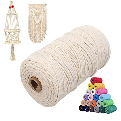 Natural Macrame Cord 4mm x 109yards Colored Macrame Cord 2mm (327 Foot)