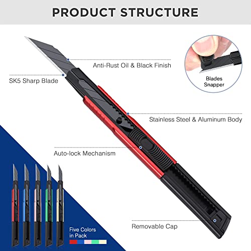 Premium Utility Knife Retractable Snap (5 Count)