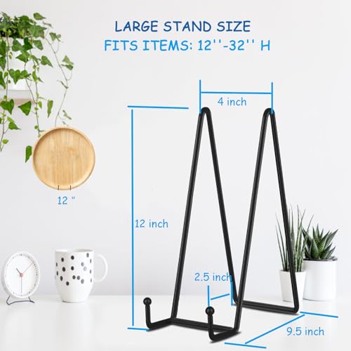 5 Pack 12 Inch Black Picture Stands Plate Stands for Display Large Book Stands for Picture (5 Count)