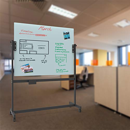 Glass Dry Erase Whiteboard Rolling Easel