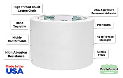 3 Inch White Book Repair Cloth Tape 15 Yard Roll