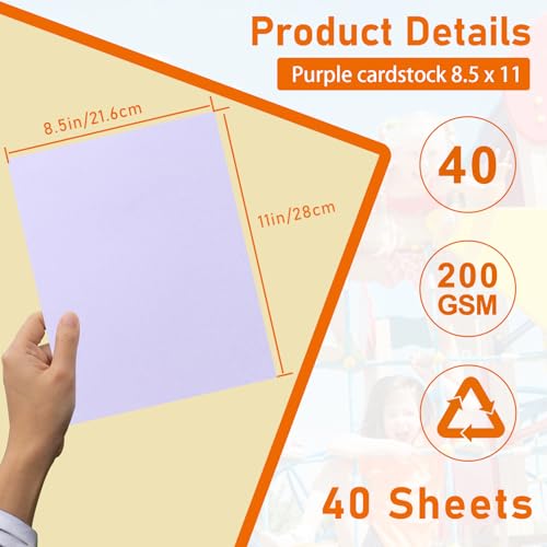 40 Sheets Light Purple Cardstock 8.5 x 11 Printer Paper 75lb (40 Count)