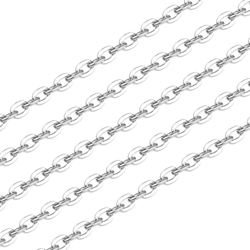 10 Feet Real Sterling Silver 2.3x1.8mm Flat Cable Chain Findings