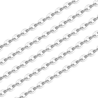 10 Feet Real Sterling Silver 2.3x1.8mm Flat Cable Chain Findings