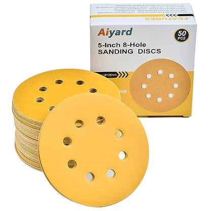 5-Inch 8-Hole Hook and Loop Sanding Discs 800-Grit, 50-Pack (50 Count)