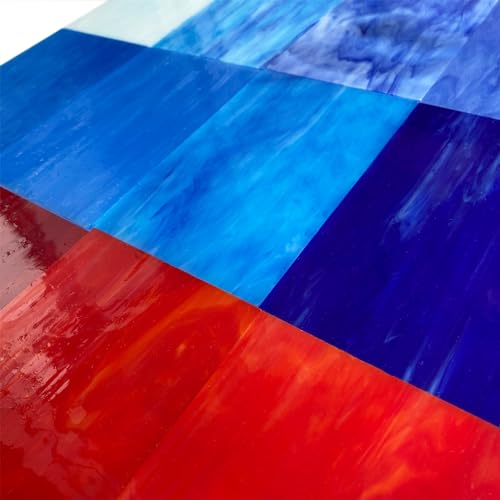 12 Sheets Red+Blue Stained Glass Sheets (12 Count)