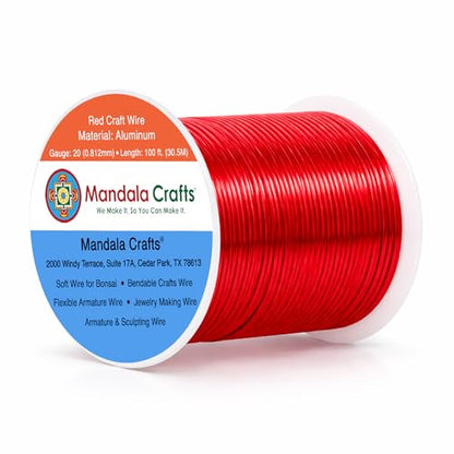 20 Gauge Red Anodized Aluminum Craft Wire (100 Foot)