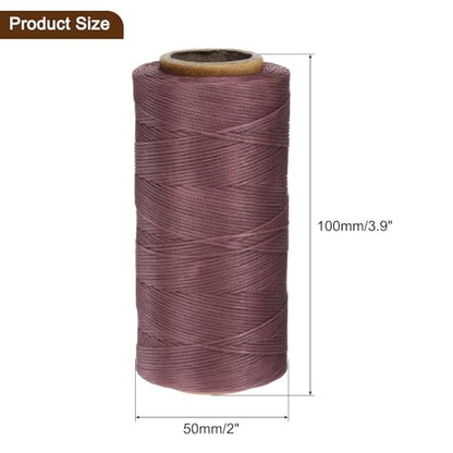 150D 0.8mm Flat Waxed Thread 284 Yards Polyester Leather Sewing Waxed String Hand Stitching Waxed Cord for Leather Stitching Sewing Bookbinding DIY Craft Brick Red