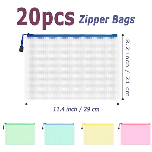 20pcs Mesh Zipper Pouch Bags (20 Count)