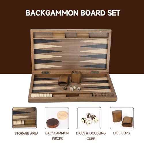 GSE Premium Wooden Inlay Backgammon Board Set